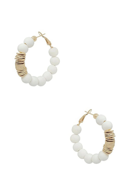 Clay Ball With Metal Accent Hoop Earring - ShopEasier