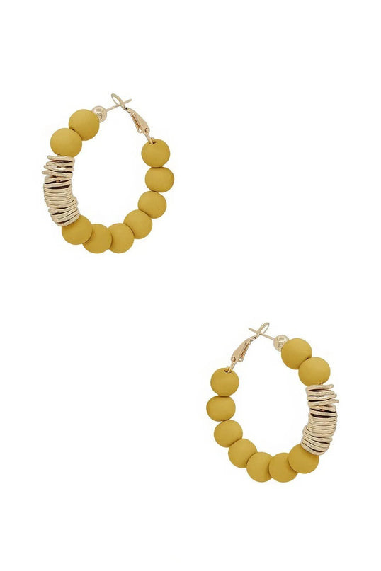 Clay Ball With Metal Accent Hoop Earring - ShopEasier