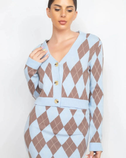 Diamond Button-front Cardigan Top - ShopEasier