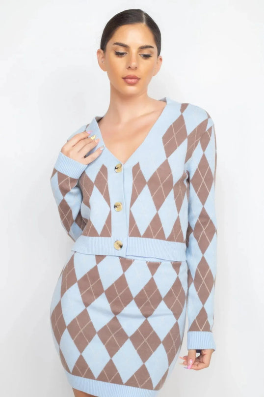 Diamond Button-front Cardigan Top - ShopEasier