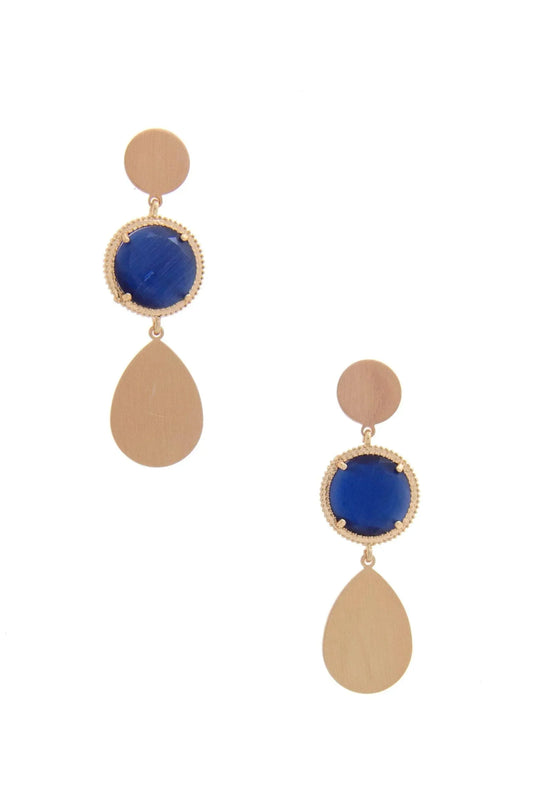 Round Gem Teardrop Dangle Earring - ShopEasier