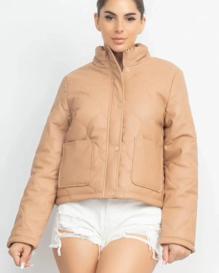 Mock Neck Quilted Jacket - ShopEasier