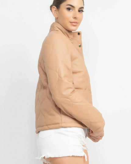 Mock Neck Quilted Jacket - ShopEasier