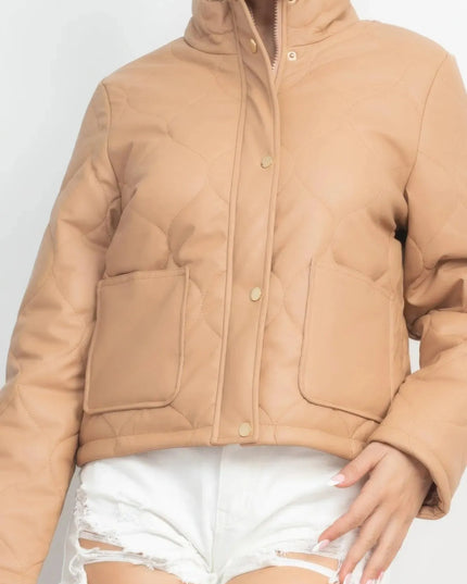 Mock Neck Quilted Jacket - ShopEasier