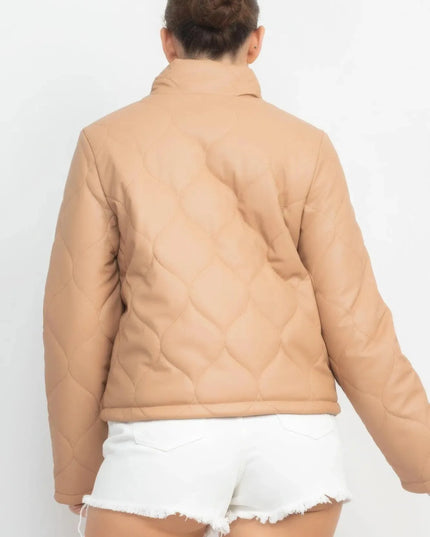 Mock Neck Quilted Jacket - ShopEasier