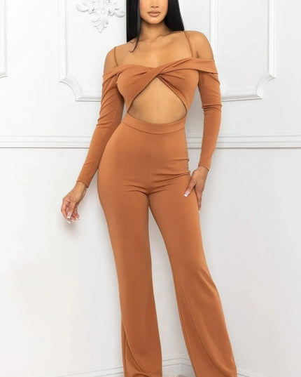 Open Shoulder Cutout Detail Jumpsuit - ShopEasier