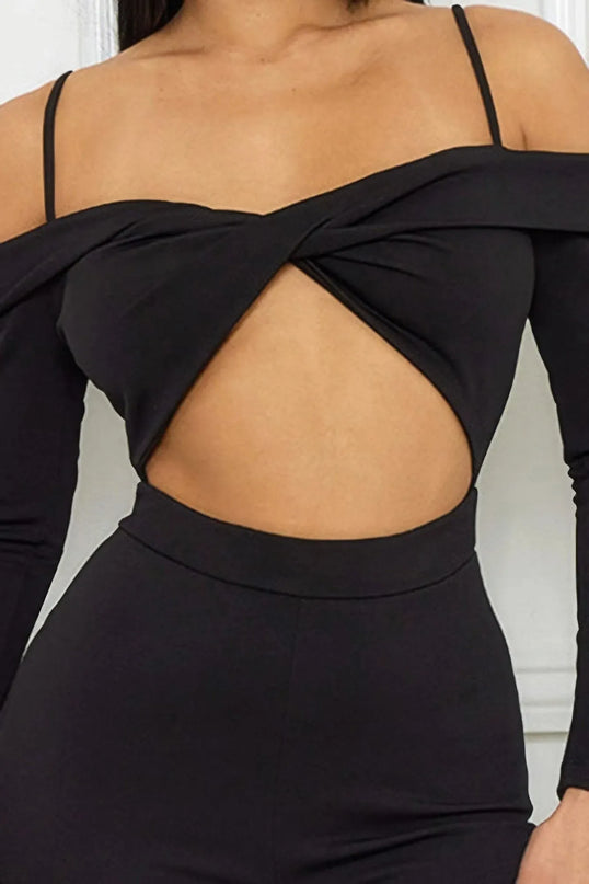 Open Shoulder Cutout Detail Jumpsuit - ShopEasier