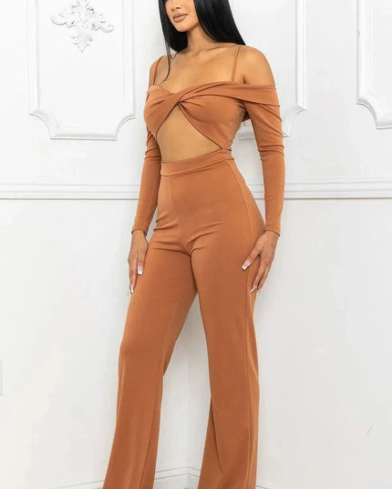 Open Shoulder Cutout Detail Jumpsuit - ShopEasier