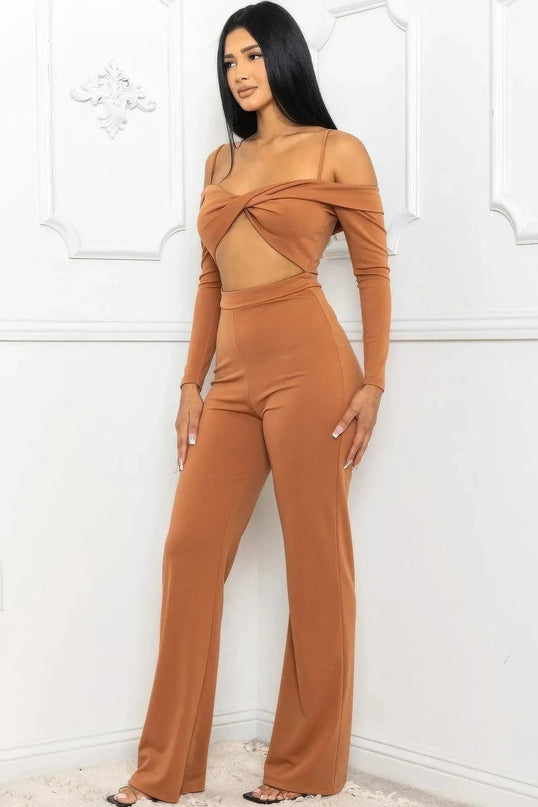 Open Shoulder Cutout Detail Jumpsuit - ShopEasier