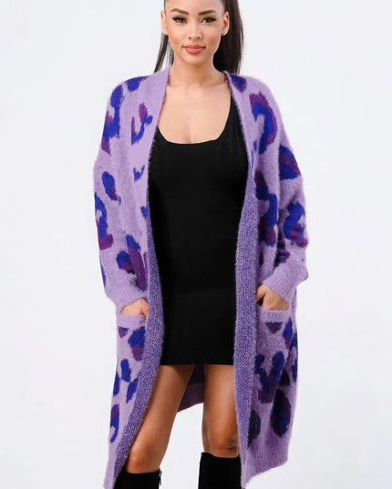 Leopard Angora Sweater Oversized Cardigan - ShopEasier