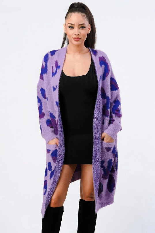 Leopard Angora Sweater Oversized Cardigan - ShopEasier