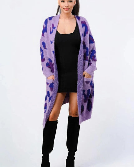 Leopard Angora Sweater Oversized Cardigan - ShopEasier