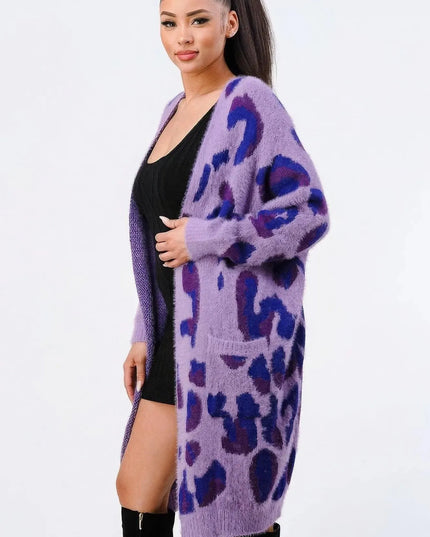 Leopard Angora Sweater Oversized Cardigan - ShopEasier