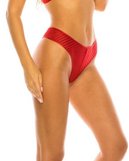 Red Stripe Lace Thong - ShopEasier