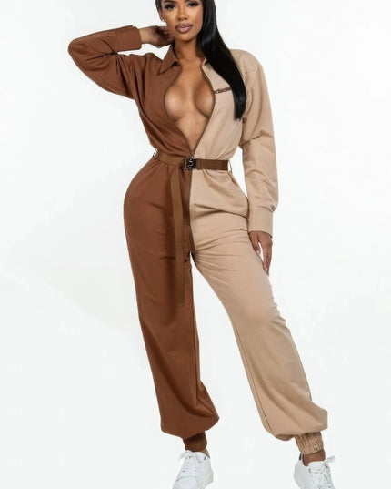 Long Sleeve Oversized Cozy Shirt Jumpsuit - ShopEasier