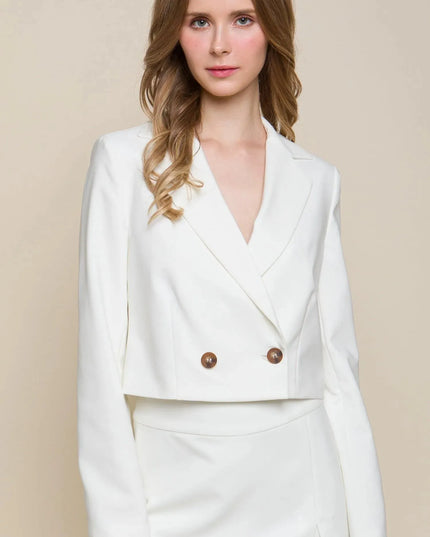 Button Crop Blazer - ShopEasier