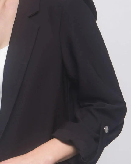 Woven Solid 3/4 Sleeve Blazer - ShopEasier