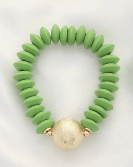 Ball Bead Wood Disc Bracelet - ShopEasier