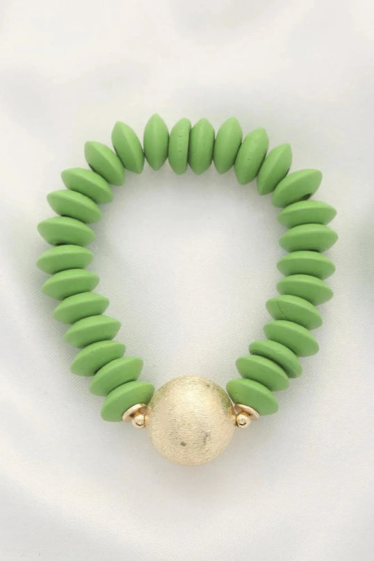 Ball Bead Wood Disc Bracelet - ShopEasier