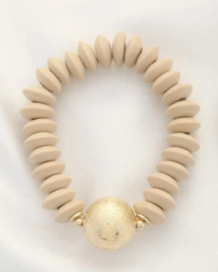 Ball Bead Wood Disc Bracelet - ShopEasier