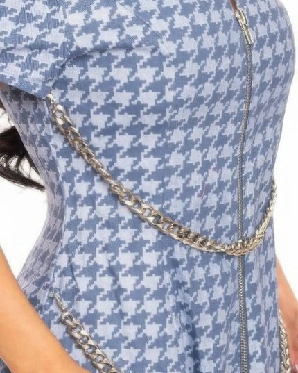 Houndstooth Chain-belt Dress - ShopEasier