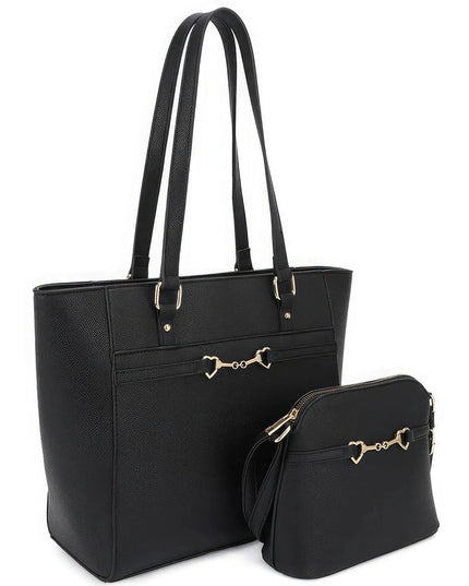 2in1 Smooth Matching Shoulder Tote Bag With Crossbody Set - ShopEasier