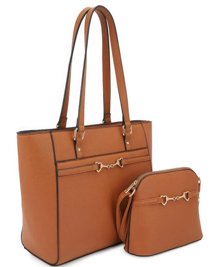 2in1 Smooth Matching Shoulder Tote Bag With Crossbody Set - ShopEasier