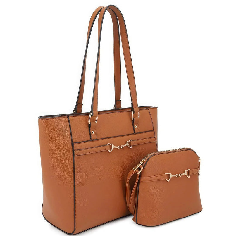 2in1 Smooth Matching Shoulder Tote Bag With Crossbody Set - ShopEasier