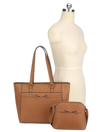 2in1 Smooth Matching Shoulder Tote Bag With Crossbody Set - ShopEasier