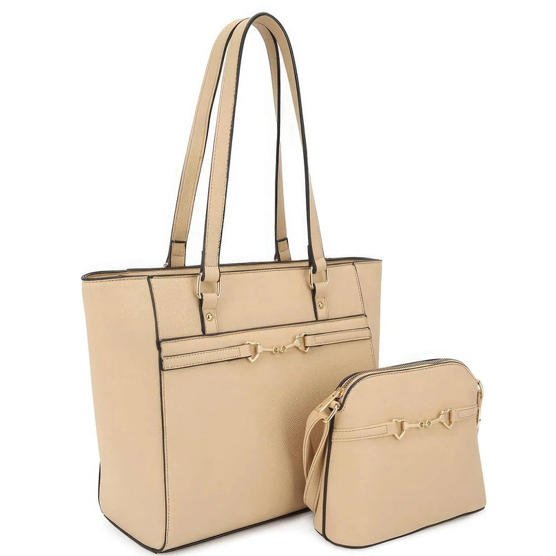 2in1 Smooth Matching Shoulder Tote Bag With Crossbody Set - ShopEasier