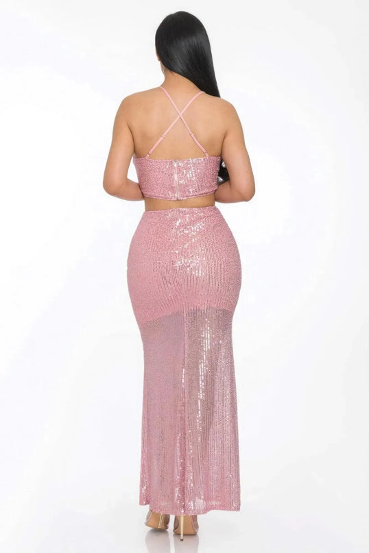 Sxy Back Sequin Maxi Dress - ShopEasier