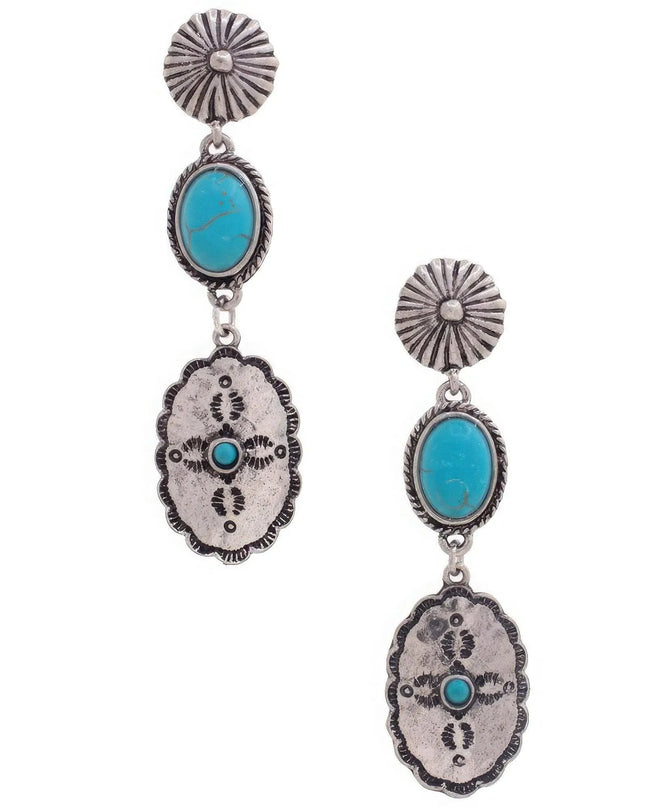 Turquoise Oval Drop Earrings - ShopEasier