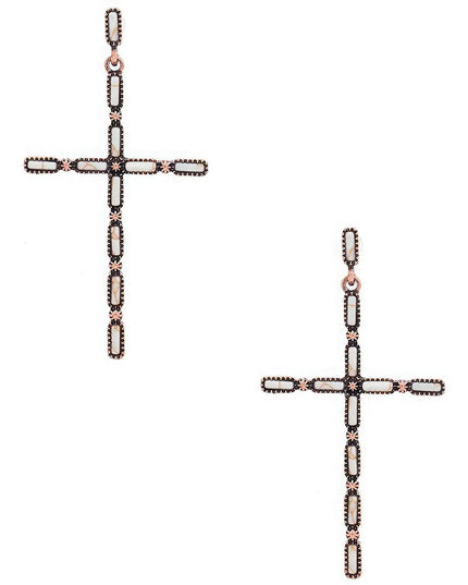 Multi Stone Pattern Cross Metal Earring - ShopEasier