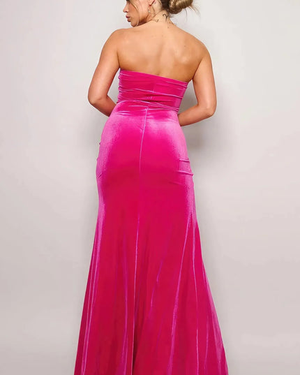 Strapless Sweetheart Maxi Velvet Dress - ShopEasier