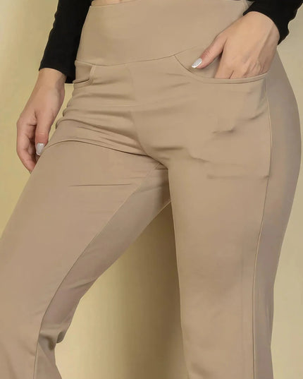 High Waisted Front Pocket Flare Pants - ShopEasier