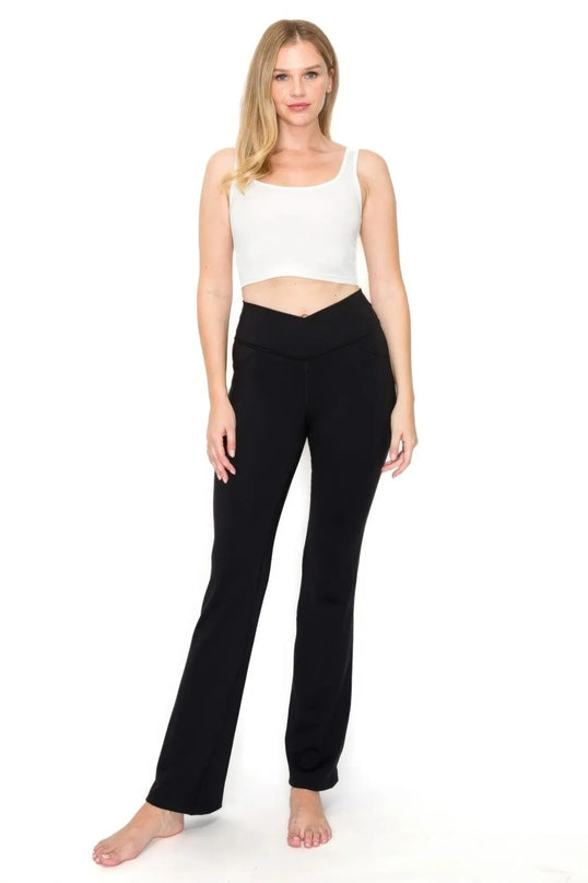 V-waist Mini Flare Yoga Pants - ShopEasier