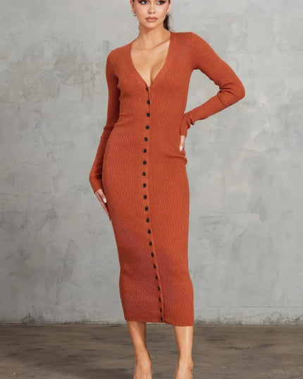 Ribbed Midi Dress - ShopEasier