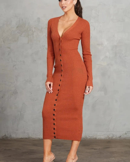 Ribbed Midi Dress - ShopEasier