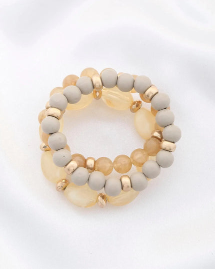 Semi Precious Stone Wood Bead Bracelet Set - ShopEasier