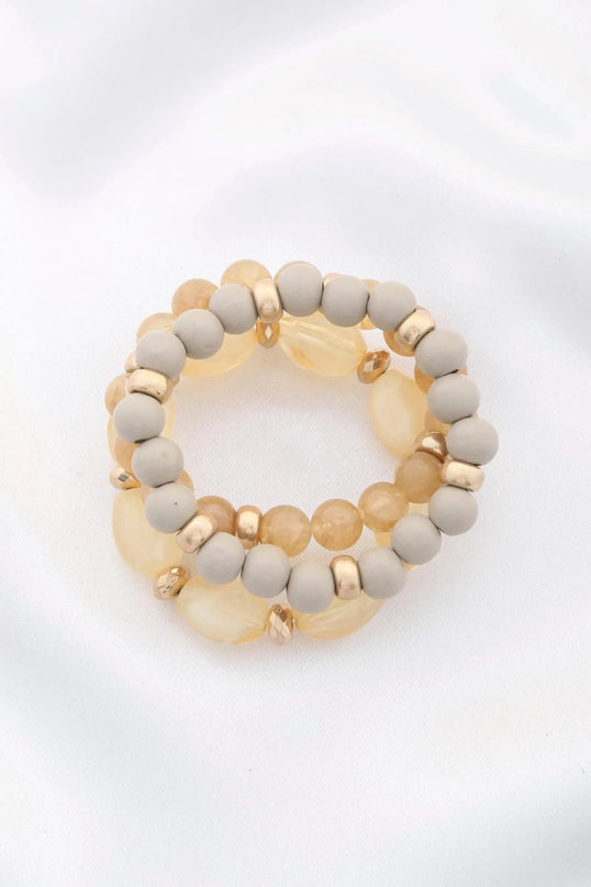 Semi Precious Stone Wood Bead Bracelet Set - ShopEasier