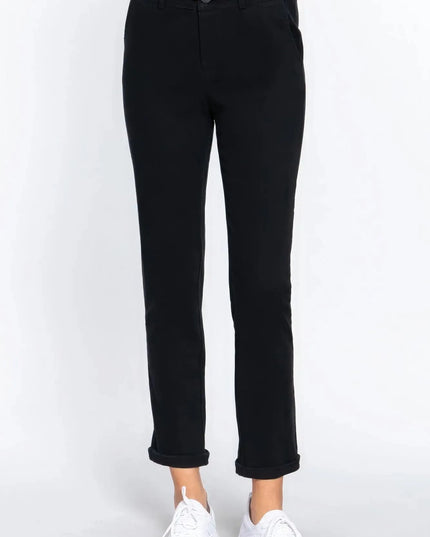 Cotton-span Twill Belted Long Pants - ShopEasier