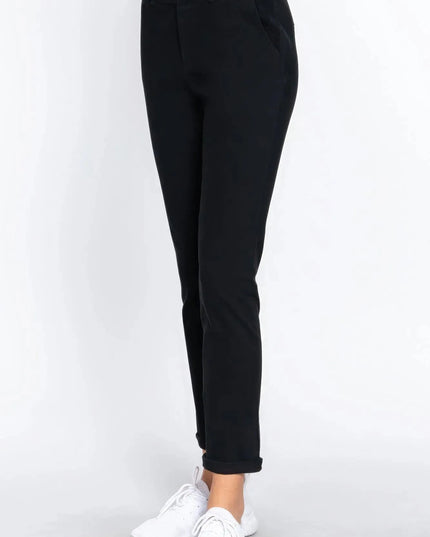 Cotton-span Twill Belted Long Pants - ShopEasier