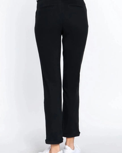 Cotton-span Twill Belted Long Pants - ShopEasier