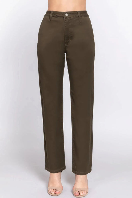 Straight Fit Twill Long Pants - ShopEasier