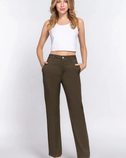 Straight Fit Twill Long Pants - ShopEasier