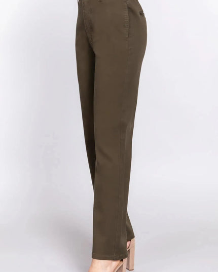 Straight Fit Twill Long Pants - ShopEasier