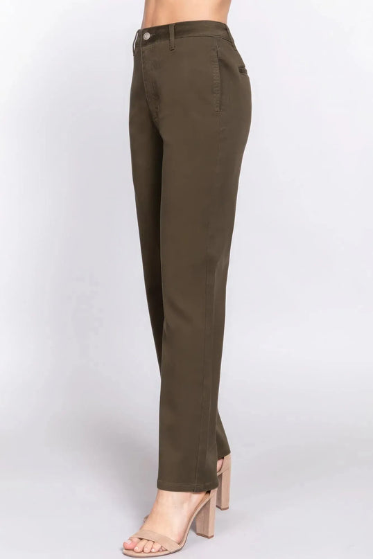 Straight Fit Twill Long Pants - ShopEasier