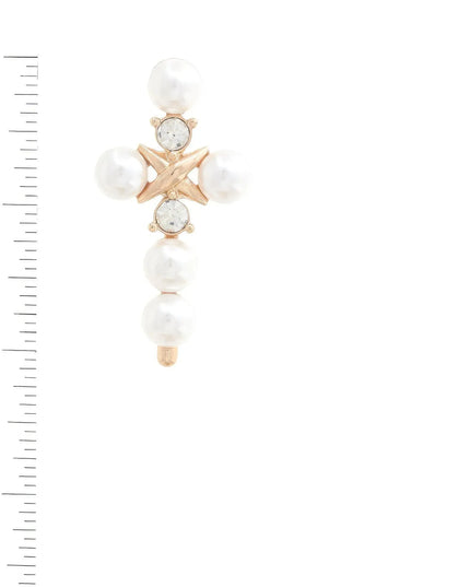 Elegant Pearl Cross Dangle Earrings - ShopEasier