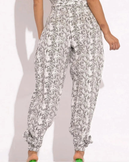 Snake Skin Printed Paper Bag Style Cargo Pants - ShopEasier