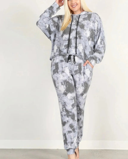 Tie Dye Print Pullover Hoodie And Sweatpants